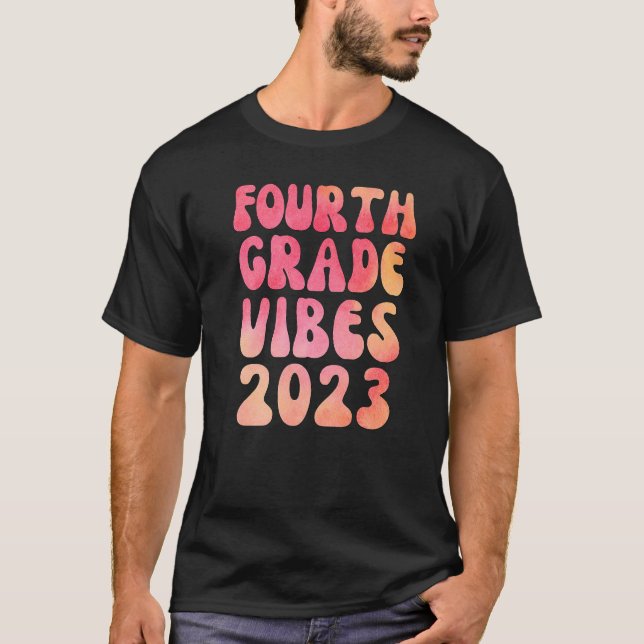Camiseta Vibes de cuarto grado de 4ª acuarela de primer día (Anverso)