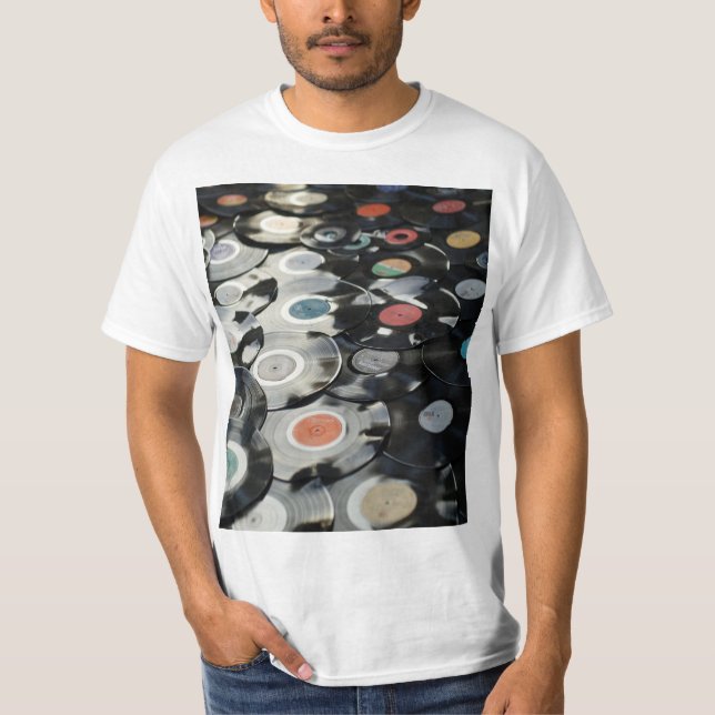 Camiseta Vibes de época: Colección de registros de vinilo r (Anverso)
