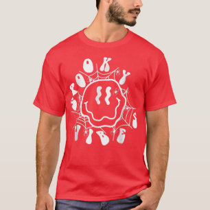 Camiseta Vibes de fantasía retro sonriente cara araña web g
