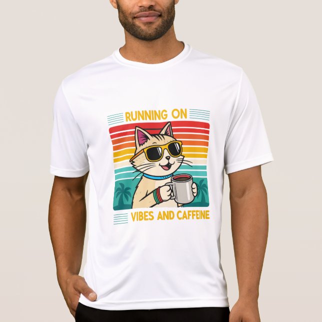 Camiseta Vibes de gato de café retro - Caffeine Lover mascu (Anverso)