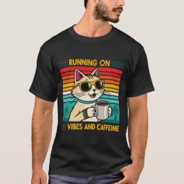 Camiseta Vibes de gato de café retro - Caffeine Lover mascu