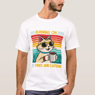 Camiseta Vibes de gato de café retro - Caffeine Lover mascu