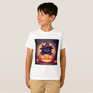 Camiseta Vibes de gatos de calabaza de Halloween