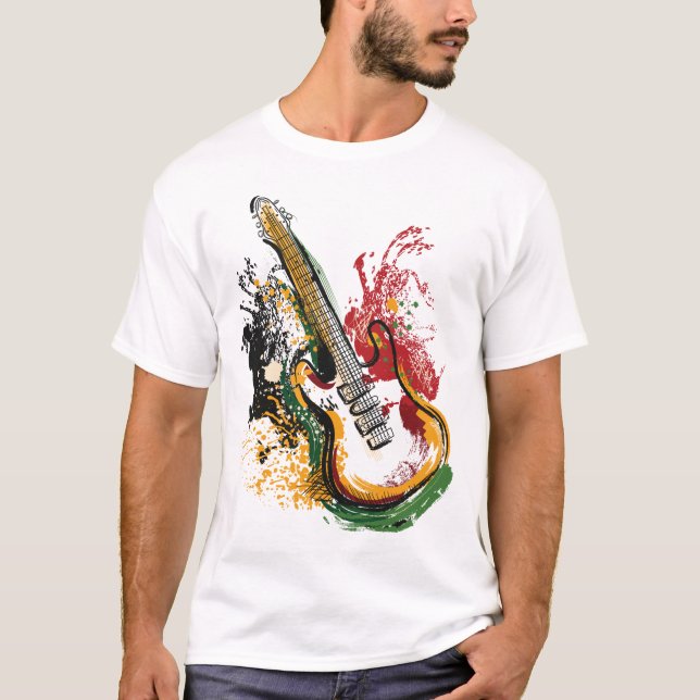 Camiseta Vibes de guitarra coloridas (Anverso)