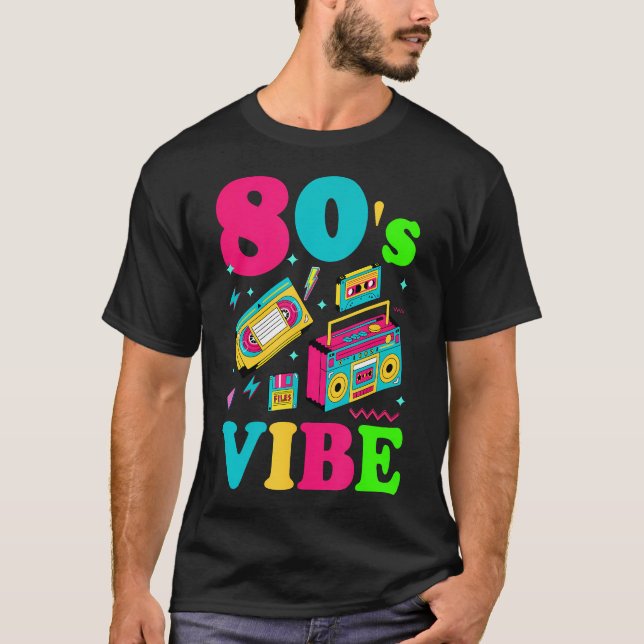 Camiseta Vibes De Los 80 Moda De La Fiesta Temática De Los  (Anverso)