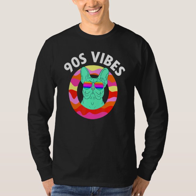 Camiseta Vibes de los años 90 vago disfraz Frenchie Perro m (Anverso)