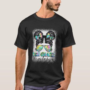 Camiseta Vibes de octavo grado blanqueados Messy Bun Tie Dy