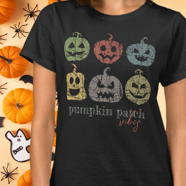 Camiseta Vibes de parche de calabaza de Halloween de época