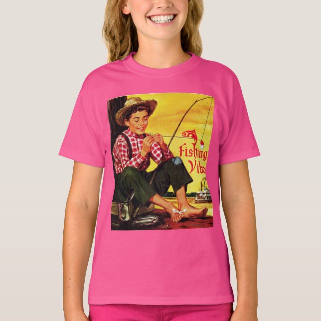 Camiseta Vibes de pesca de época con aventura pesquera (Anverso)