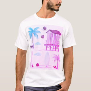 Camiseta Vibes de playa tropical: tablas de surf, palmeras 