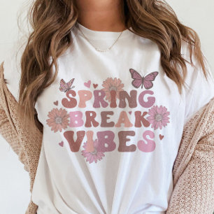 Camiseta Vibes de primavera retro floral mariposa de moda