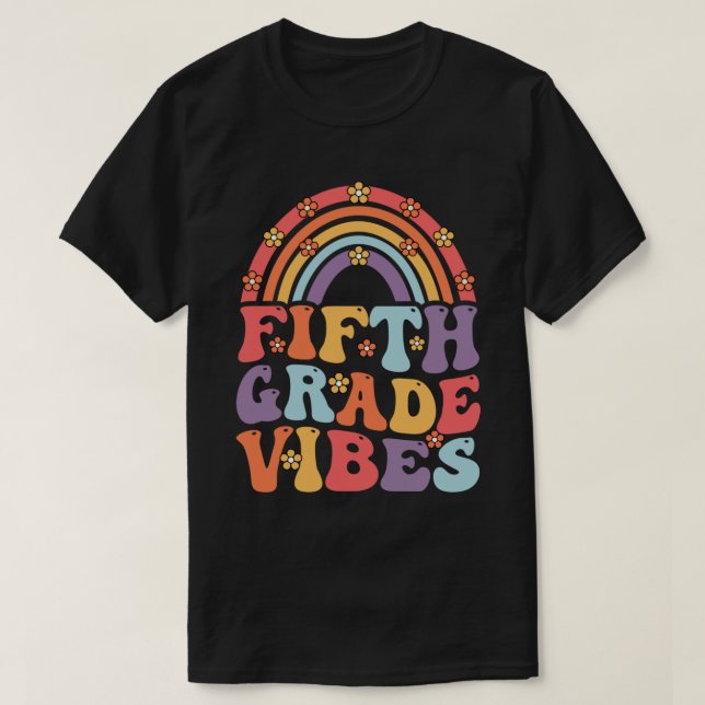 Camiseta Vibes de quinto grado Boho Arcoiris de vuelta a la (Diseño del anverso)