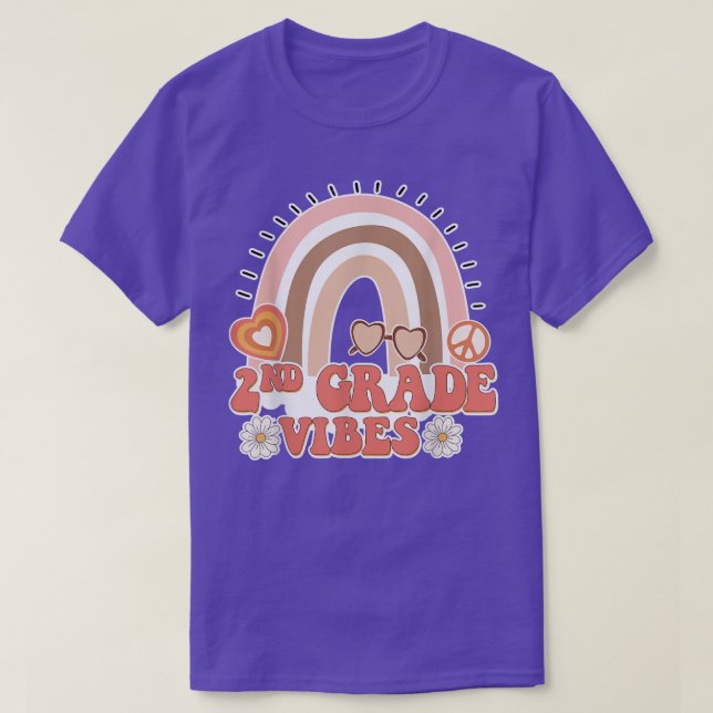 Camiseta Vibes de segundo grado retro arco iris de los años (Diseño del anverso)