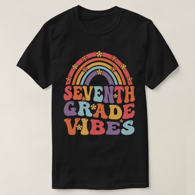 Camiseta Vibes de séptimo grado Boho Rainbow de vuelta a la (Diseño del anverso)