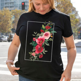 Camiseta Vibes de verano : acuarela Flores rosa de época