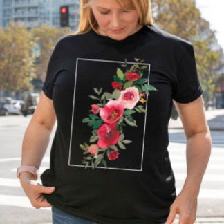Camiseta Vibes de verano : acuarela Flores rosa de época