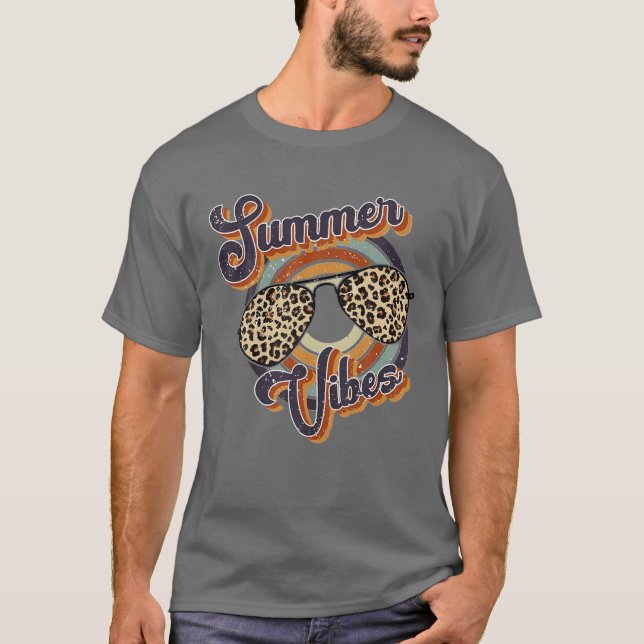 Camiseta Vibes de verano Cheetah Leopardo gafas de sol Ret (Anverso)