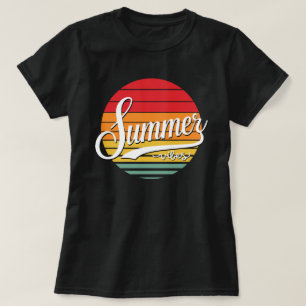Camiseta Vibes de verano de las mujeres del atardecer retro