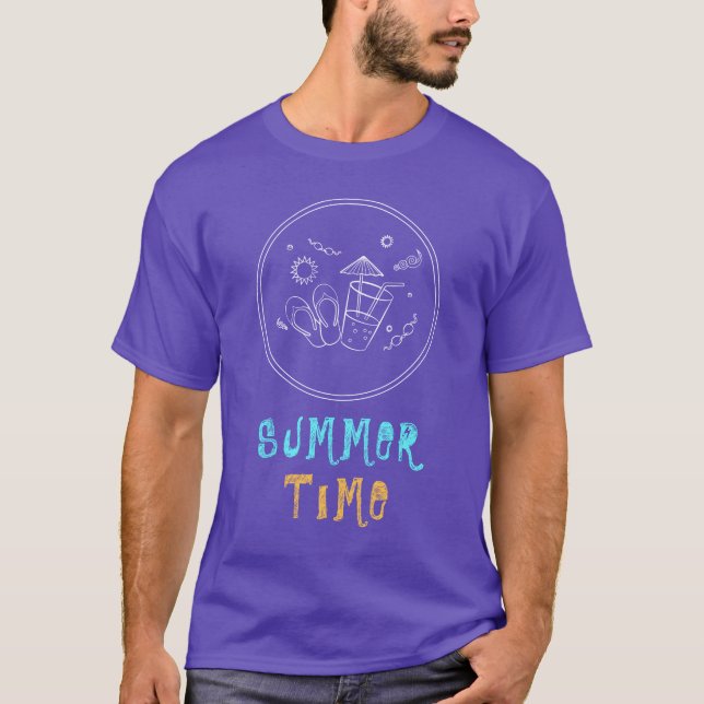 Camiseta Vibes de verano de sol y vacaciones, arte esbozado (Anverso)