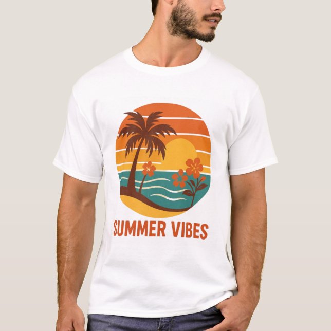 Camiseta Vibes de verano - Diseño brillante, tropical y div (Anverso)