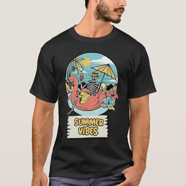 Camiseta Vibes de verano divertidos Hawaii Skeleton Holiday (Anverso)