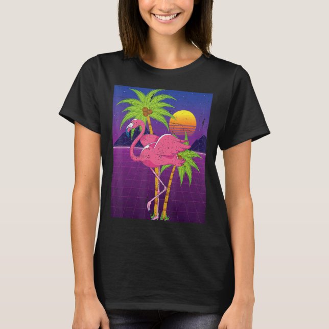Camiseta Vibes de verano Flamingo Palm Trees Vaporwave Trop (Anverso)