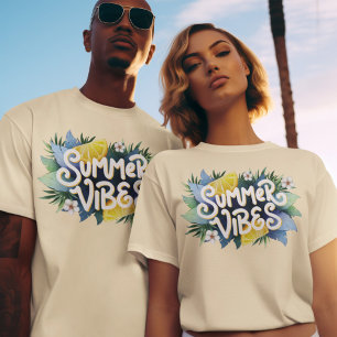 Camiseta Vibes de verano Fruta de limón deja flores tempora