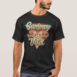 Camiseta Vibes de verano Gafas de sol antiguas Beach Su