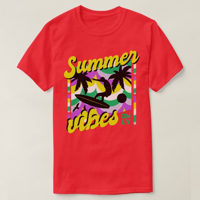 Camiseta Vibes de verano retro arte de vacaciones (Diseño del anverso)