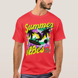 Camiseta Vibes de verano retro arte de vacaciones