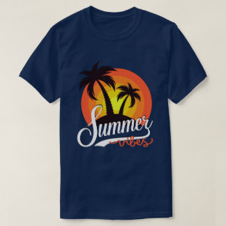 Camiseta Vibes de verano retro atardecer y palmeras masculi