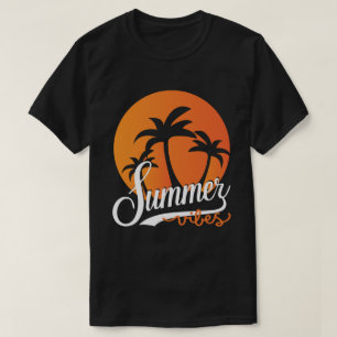 Camiseta Vibes de verano retro atardecer y palmeras masculi