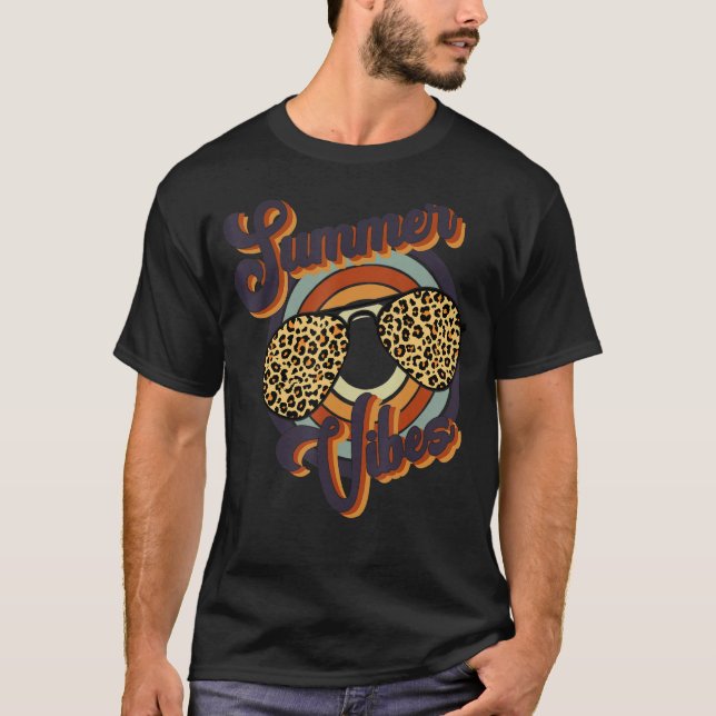 Camiseta Vibes de verano retro Leopard Gafas de sol Familia (Anverso)