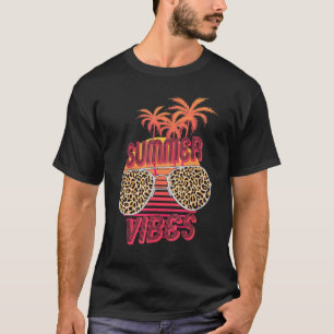 Camiseta Vibes de verano retro Leopardo gafas de sol Palm T