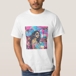 Camiseta Vibes de verano rosas y azules