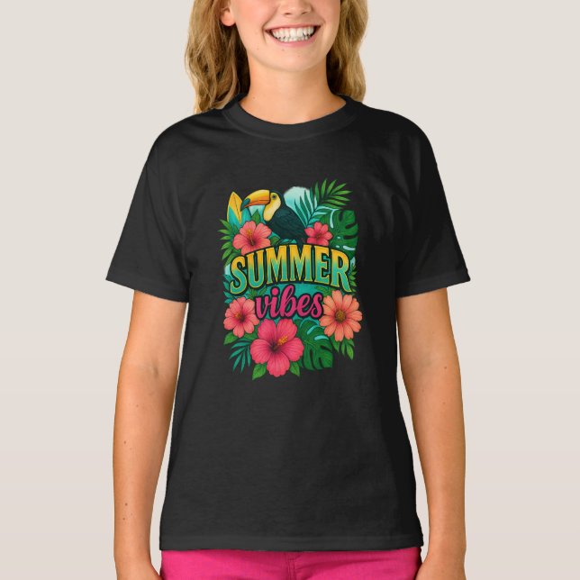 Camiseta Vibes de verano tropicales T-Shirt Toucan - Floral (Anverso)