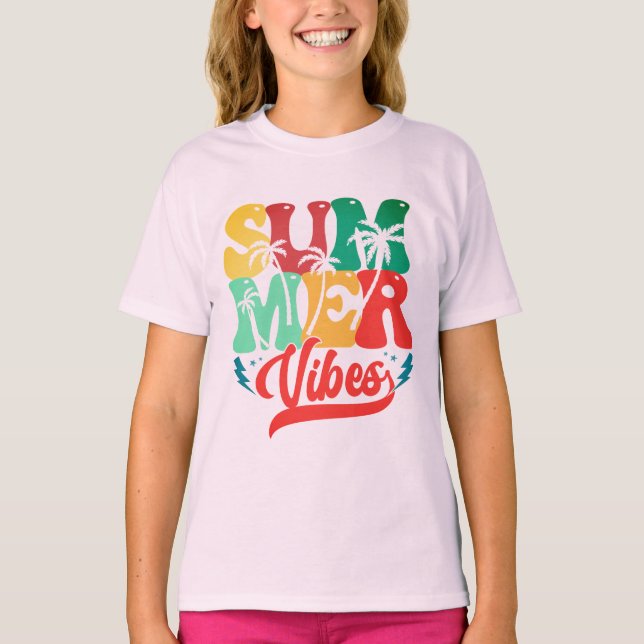 Camiseta "Vibes de verano", verano, niños (Anverso)