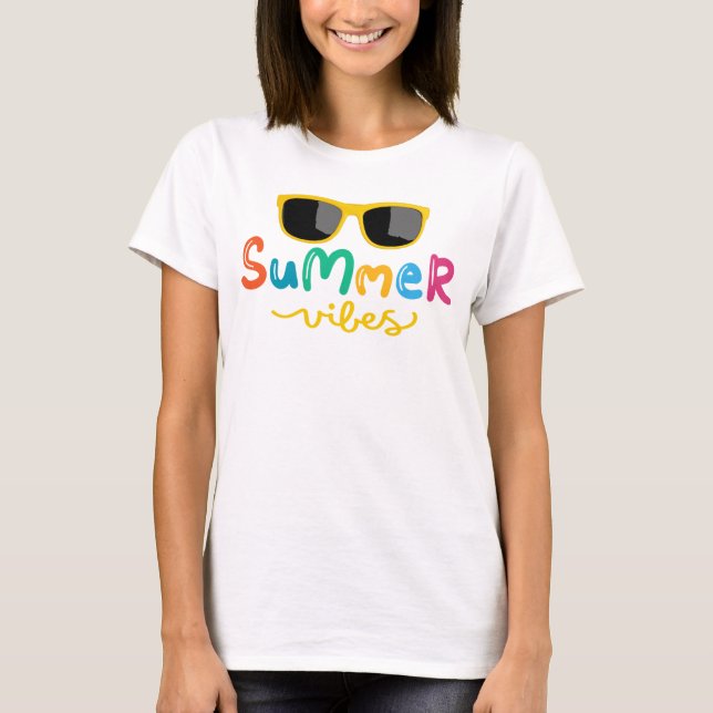 Camiseta Vibes de verano y gafas de sol para mujeres (Anverso)