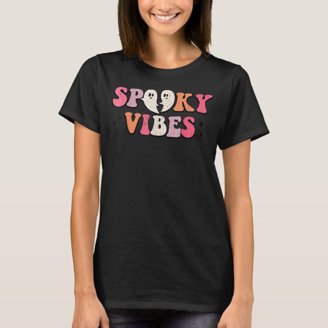 Camiseta Vibes fantasmagóricas cutinas de Halloween vibran  (Anverso)