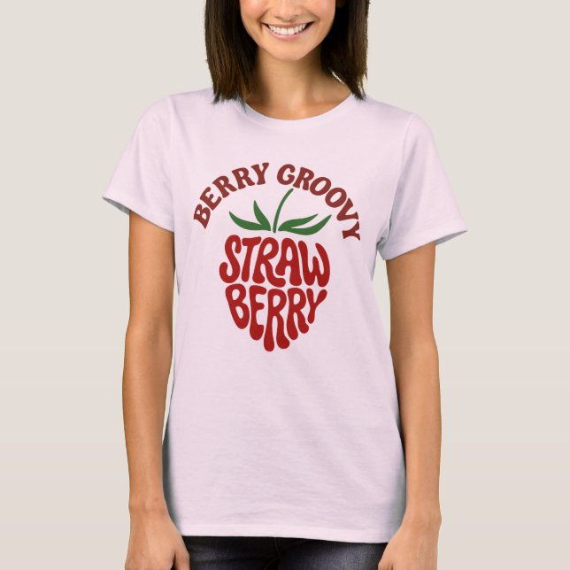 Camiseta Vibes Groovy Strawberry Retro 70 (Anverso)