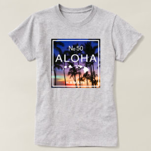 Camiseta Vibes Hawai Sunset con palmeras brillan