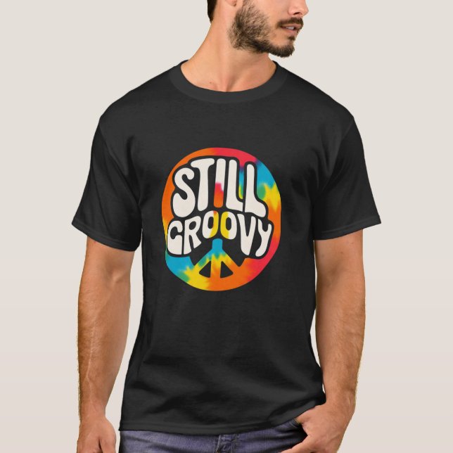 Camiseta Vibes hippy retro TODAVÍA GROOVY PEACE TIE DYE Lon (Anverso)