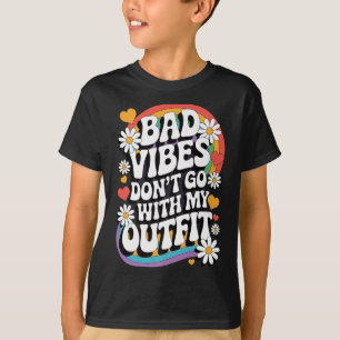 Camiseta Vibes malas no van con mi traje Retro Groovy Flo