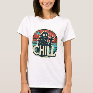 Camiseta Vibes nocturnas retro: Pie grande y luz de la luna