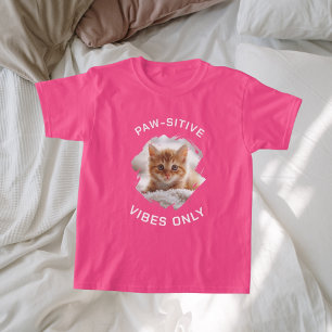 Camiseta Vibes paw-sitive sólo chica de foto de gato rosa