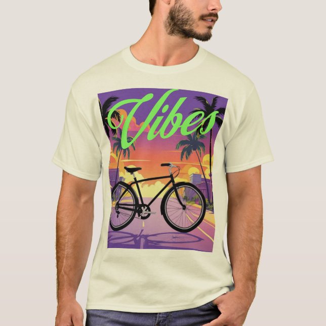 Camiseta "Vibes" Retro Bicicleta Sunset City (Anverso)