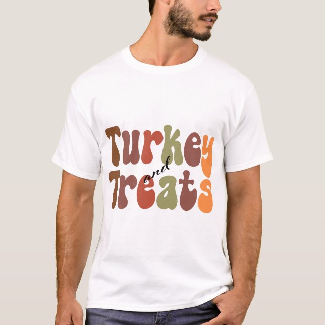 Camiseta Vibes retro de Halloween | Turquía y los tratamien (Anverso)