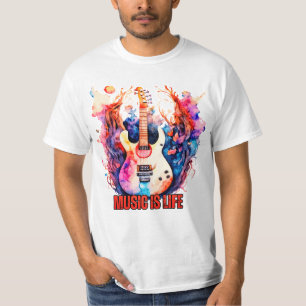 Camiseta Vibes retro: Tee de guitarra vintage colorido