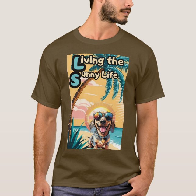 Camiseta Vibes soleadas: Perro Guay con gafas de sol (Anverso)