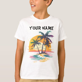 Camiseta Vibes tropicales de atardecer - Palmeras y diseño